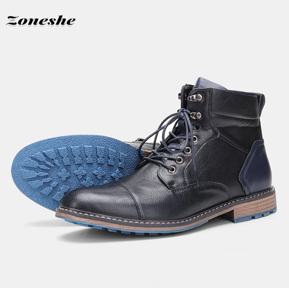 Винтажные мужские ботинки Модные и удобные мужские кожаные ботинки Мужская обувь больших — фото 5