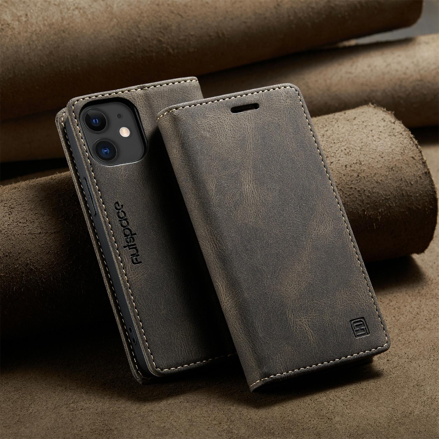 

Винтажный матовый чехол-книжка для iPhone 12 mini | Блокировка RFID + Слот для карты | 4 цвета iPhone 12 mini серый