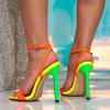 New Orange Narrow Band Ankle Buckle Strap High Heels Sandals Women's Party Female Dance Shoes Sandals Zapatos Mujer