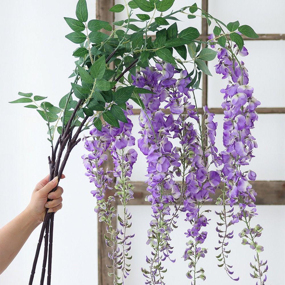 New Long Branch Artificial Flower 3 Forks Hanging Decor Wisteria Vine Garland 180cm Wisteria Flowers Home