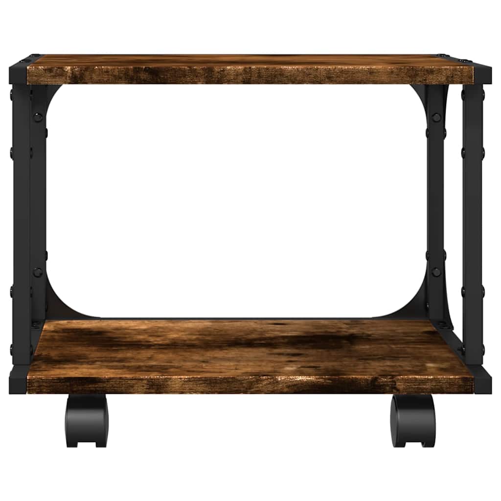 Printer Stand with 2 Shelves Smoked Oak Finish 41 X 28 X 33.5 Cm
