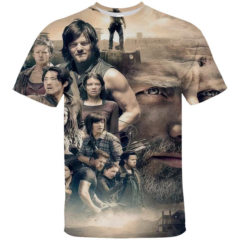 Movie The Walking Dead Graphic T Shirt Men's Clothes Horror 3D Printed Fashion Tees O-Neck T-shirt Harajuku Summer Unisex Tops