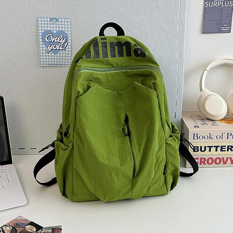 

School bag niche ins lightweight splashing high school students men and women large-capacity sports outdoor backpack travel bag зелений