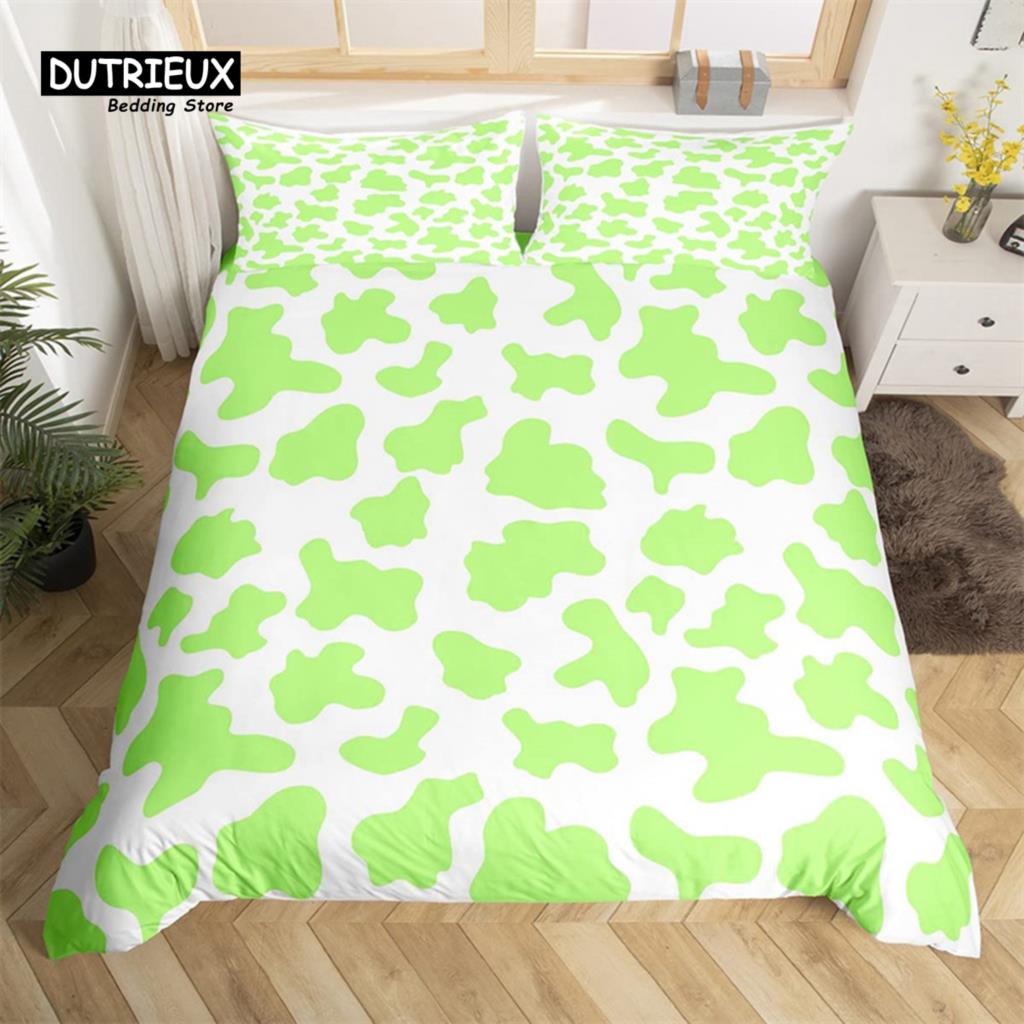 Cowhide Duvet Cover Milk Cow Print Bedding Set Microfiber Western  Farm Animal Skin Quilt Cover Full For Boys Girls Kawaii Room
