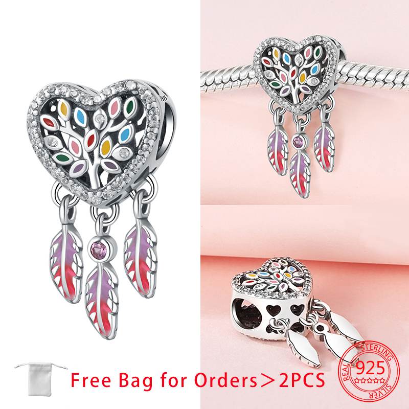 Orginal Copper Hearts Dream Charm For Bracelet Bead Jewelry Charm For Woman Making Fine Jewelry Gift Diy Acccessory