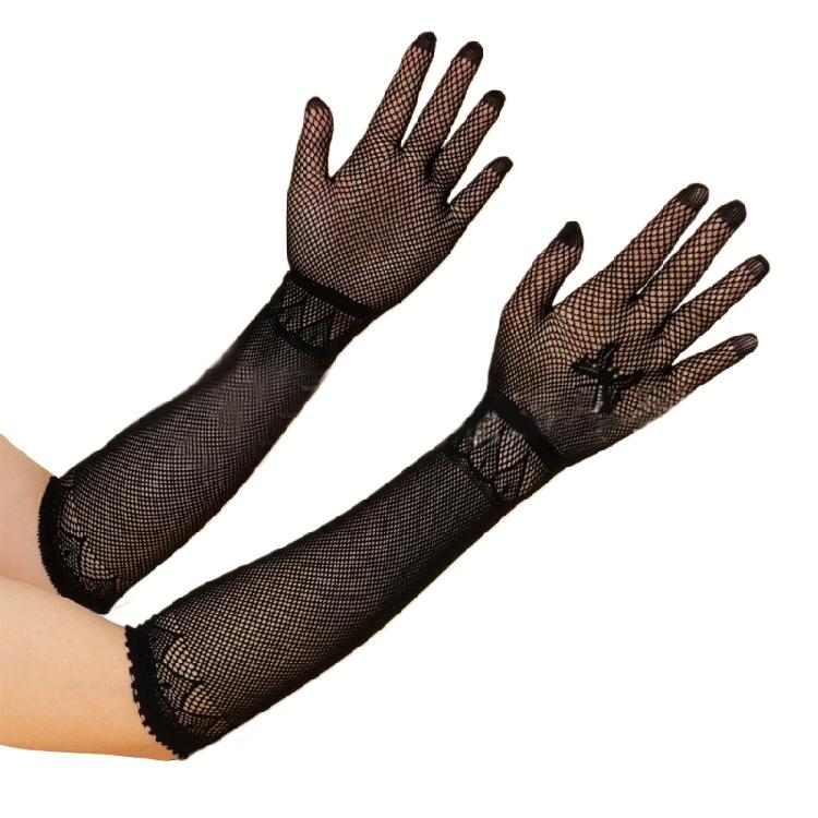 

Evening Dress Gloves for Women Lady Full Finger Net Gloves Proms Gloves 1 чорний