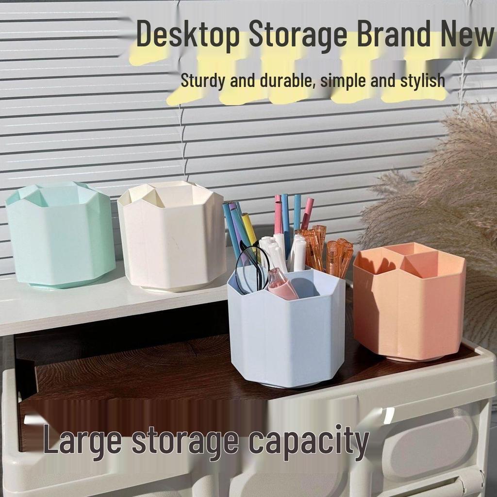 360° Rotating Cartoon Pen Holder: Large Capacity Multifunctional Desk Organizer
