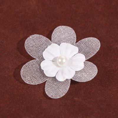 30PCS Pearls Organza Flowers Applique Handmade DIY Material Flower Patches Lace Clothes Patches for Clothes Bag Hair Clips
