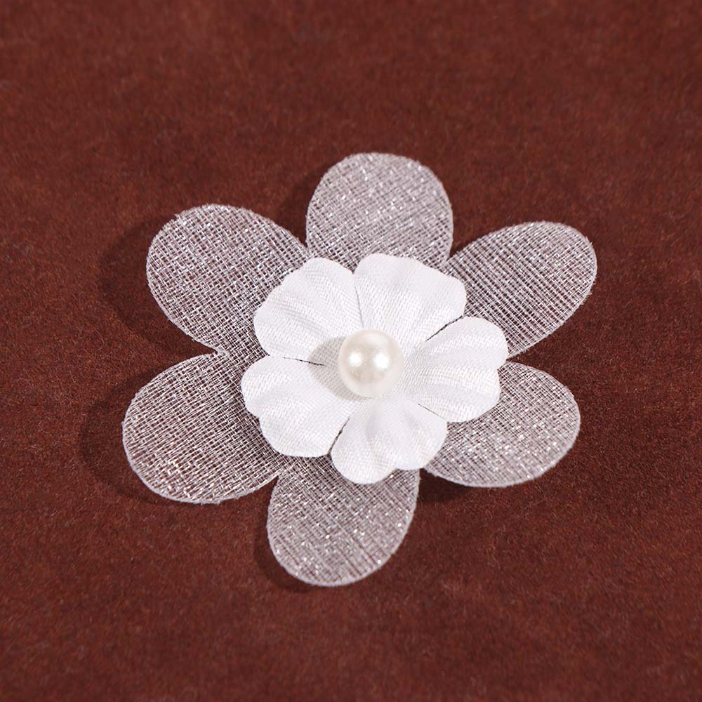 30PCS Pearls Organza Flowers Applique DIY Material Clothes Patches  for Clothes Bag Hair Clips