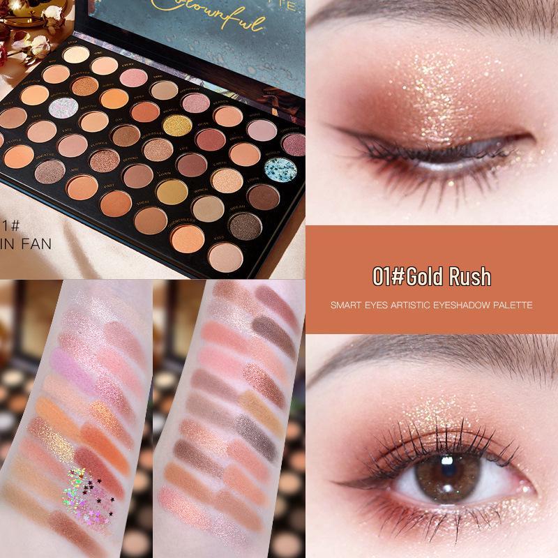 

NOVO 40-Color Eyeshadow Palette: Pearlescent, Matte, Glitter, Earth Tones - Ideal for Students & Daily Use.