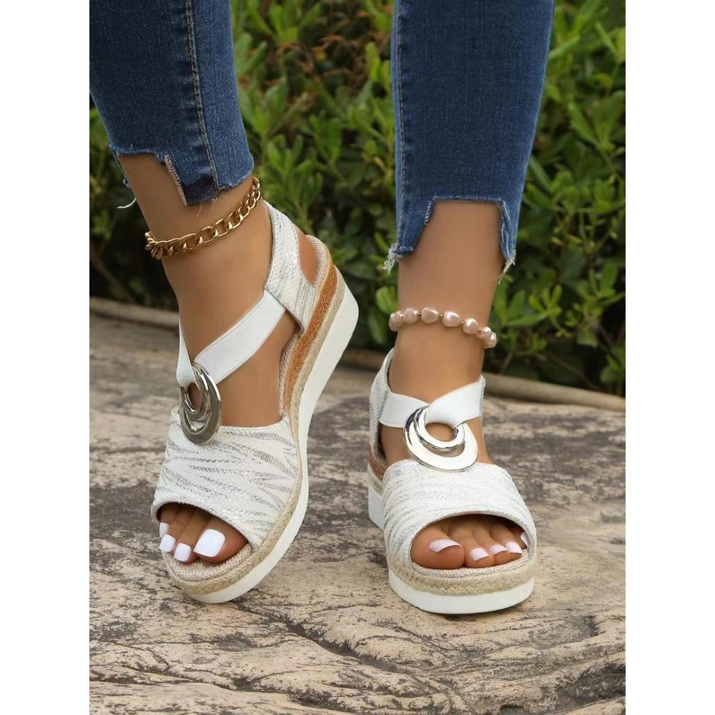 Damsandaler med kilklack Sommar Sandaler med plattform och ormskinnstryck Gladiatorskor Dam Komfort Casual Medelhöga Klackar Sandaler