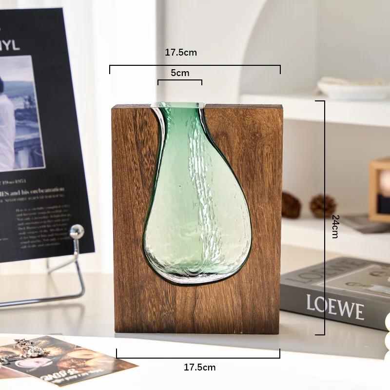 

Nordic Creative New Solid Wood Transparent Glass Vase Home Design Decoration Hotel Decoration Vases Hydroponics Flower