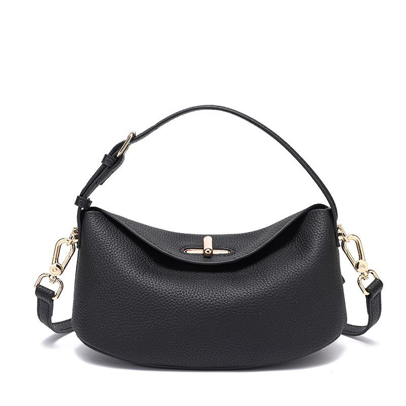 

Leather simple women s messenger bag cowhide trendy hand bucket bag new lightweight casual shoulder bag чёрный