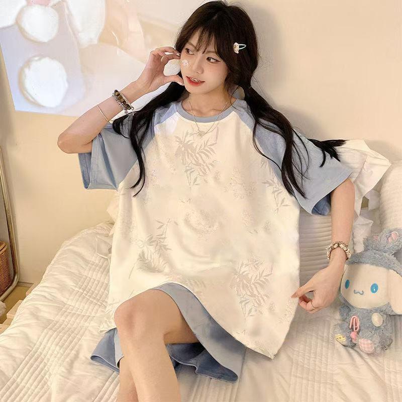 GMXIA Cute Panda Pajamas for Women In Summer, Short Sleeves and Shorts, Large-sized and Thin Summer Casual Home Wear Set