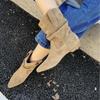 2025 new matte stacking boots short thick heel low tube thin Martin fashion women's short boots Chelsea