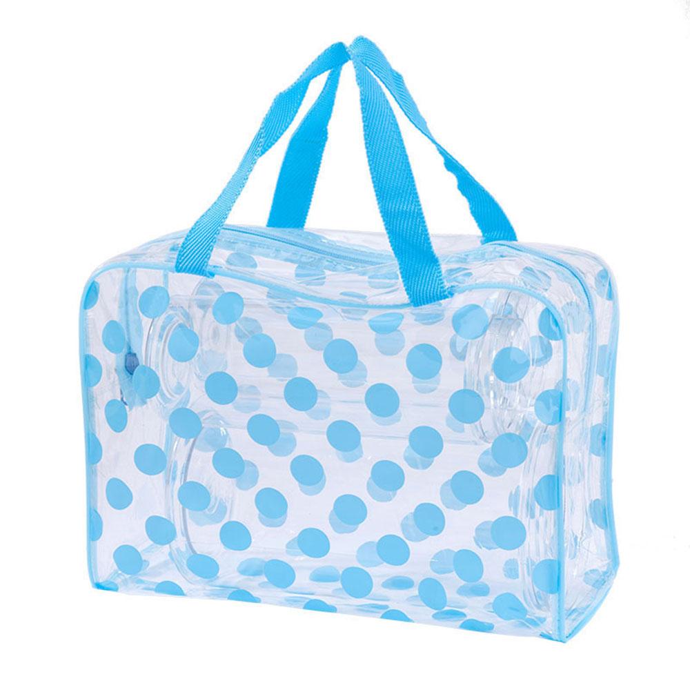 

Women s Makeup Bag Transparent Polka Dot Waterproof PVC Cosmetic Bag Portable Women Storage Bag Toiletries Female Wash Bag Handheld Storage Bag синій