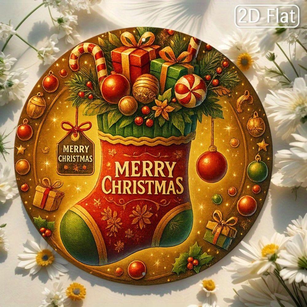 Vintage Metal Sign Blue Deer Merry Christmas Retro Tin Plate Wall Decor Home Holiday Gift 20 Cm