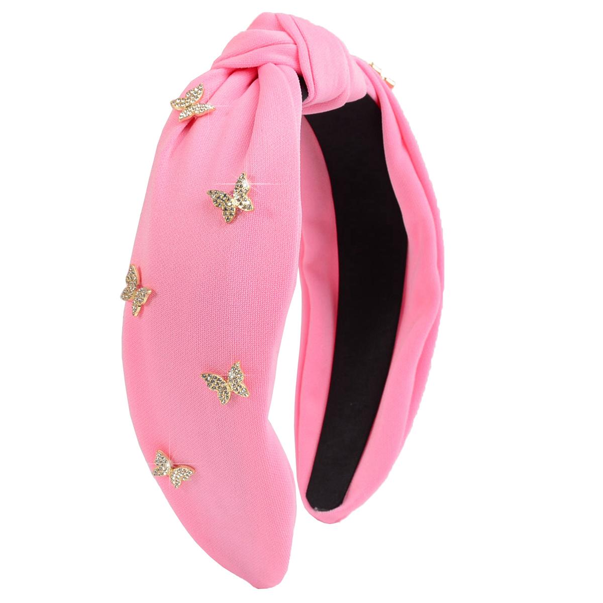 

Fashionable and Elegant Fabric Knotted Butterfly Rhinestone Headband for Women, Suitable for Daily Outings, Parties, Proms, Sparkling Decoratio розовый