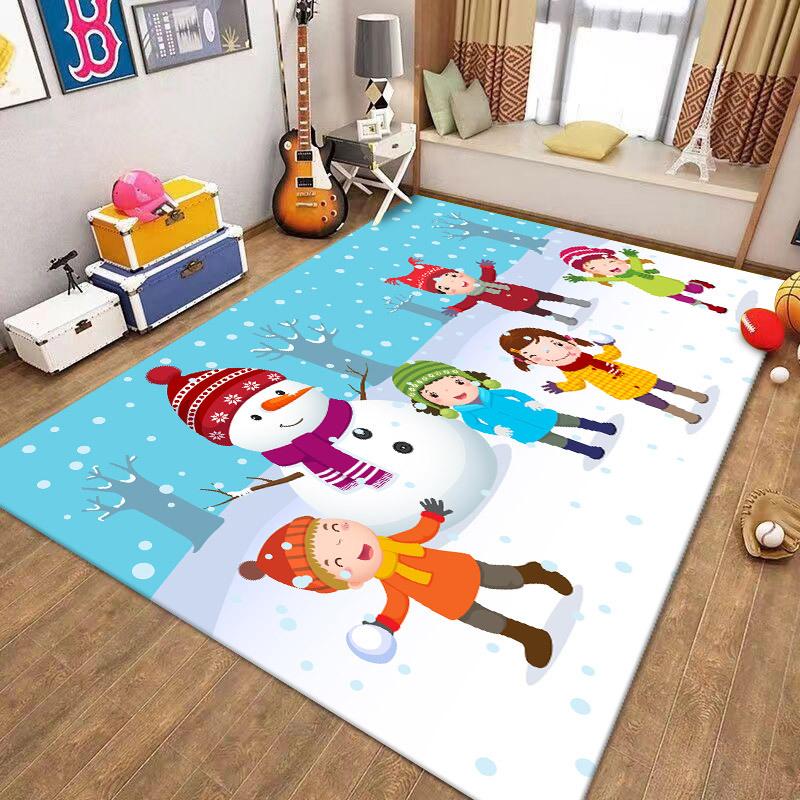 Christmas Santa Claus Snowman Carpet for Living Room Decor Sofa Table Large Area Bedroom Bedside Foot Pad Decoration