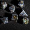 Cusdie Labradorite DND Dice Handmade 16mm D4-D20 Polyhedral Dice Set with Leather box Gemstone Dices for Collection Tabletop RPG