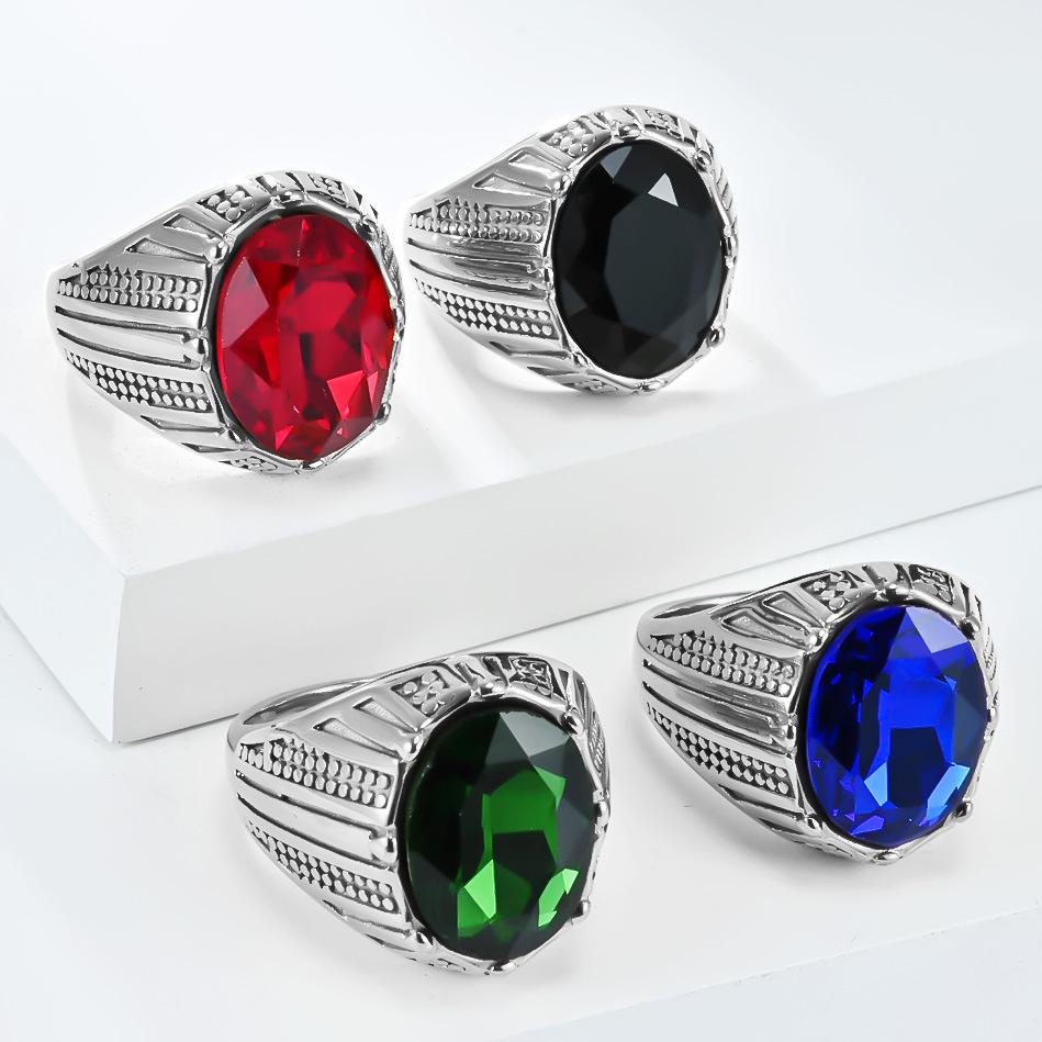 Anello da uomo in acciaio al tungsteno con intarsio di gemma di vetro, minimalista, di tendenza, da mignolo, per uomo, moderno, maschile, gioiello per il compleanno