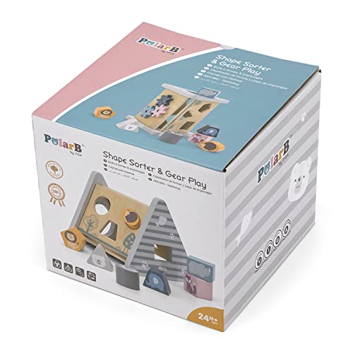PolarB Shape Sorter - Birthday Gift, Shape Matching Toy, Gear Block, Wooden, TYPR44007, 1 piece (x 1)