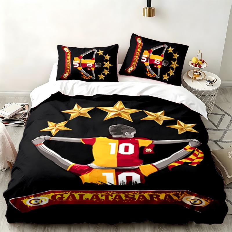 Galatasaray 3pc Set Perfect for Bedroom Use Comfortable Bedding Set Includes a Duvet Cover and Two Pillowcases Ideal Birthday or Christmas Gift