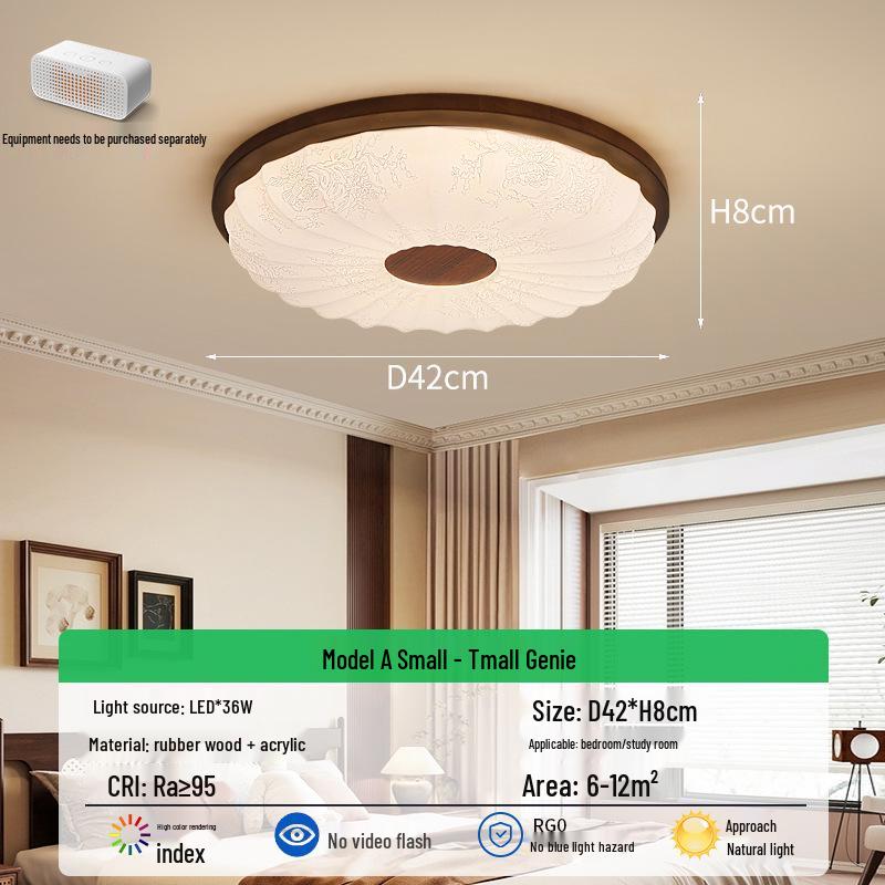 French Mid-Century Ceiling Light with American Retro and Song Dynasty Style - Eye-Friendly Lighting for Bedroom, Dining Room, or Study.