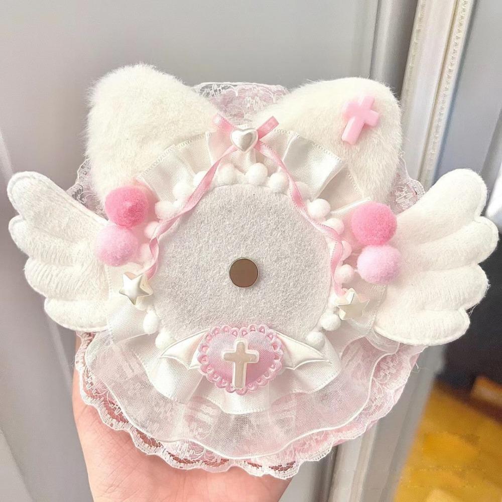 

Kawaii K-POP Badge Displaying Case Lace Wings Bow Badge Holder Versatile DIY Pain Bag Filler Girls рожевий