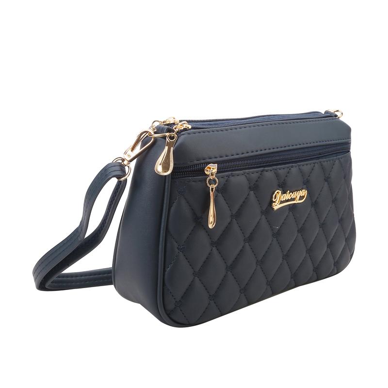 PU-skinn Crossbody-veske Glidelås Mote skulderveske for kvinner Stor kapasitet Broderitråd Liten veske