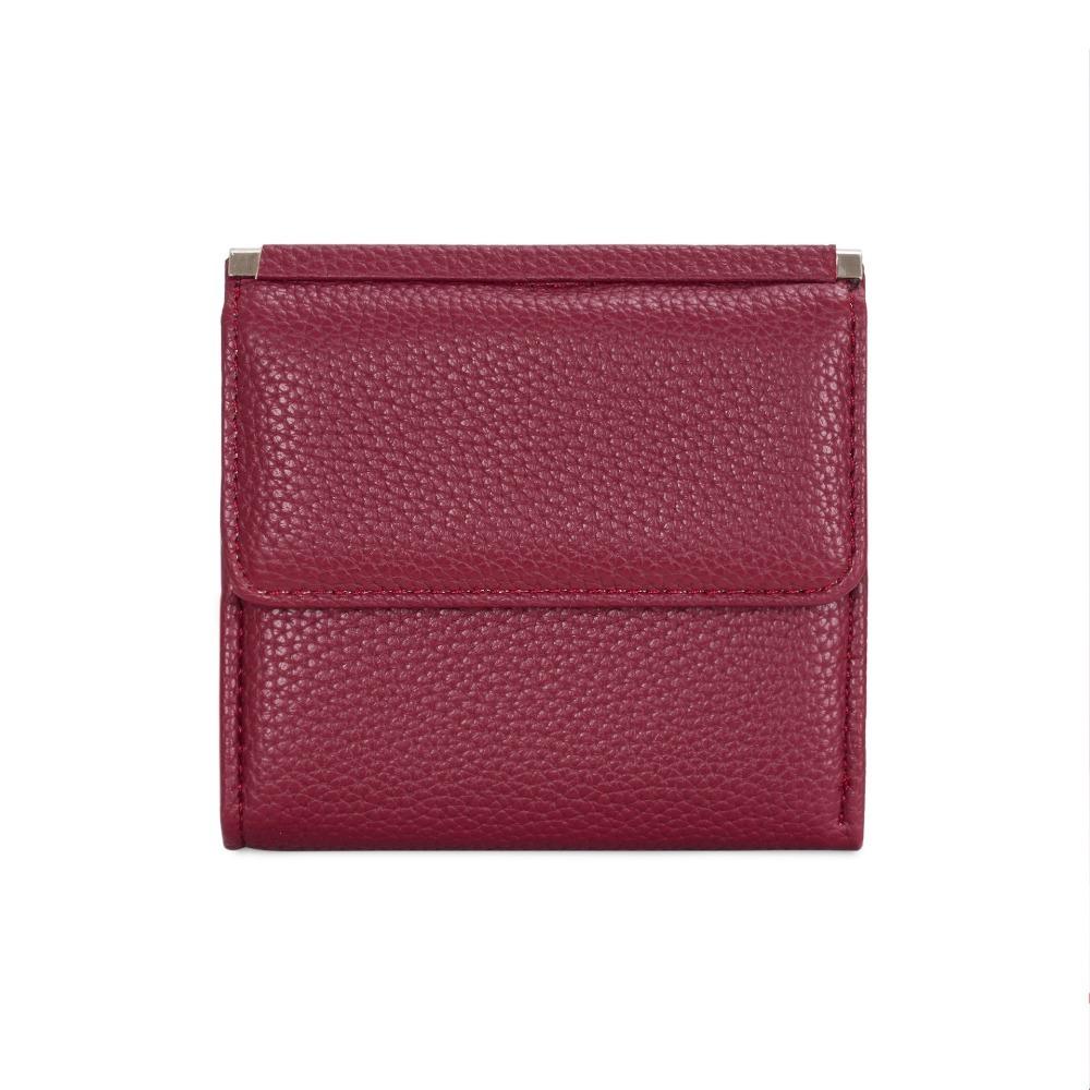 Leather Material Short Wallet Magnetic Closure Large Capacity Bifold Wallet Solid Color Multiple Card Slots Coin Purse Women