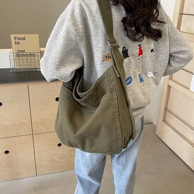 Baumwoll-Segeltuchtasche Damen-Studenten-Umhängetasche Tasche für den Unterricht Pendlertasche Stofftasche mit großer Kapazität Japanische Umhängetasche