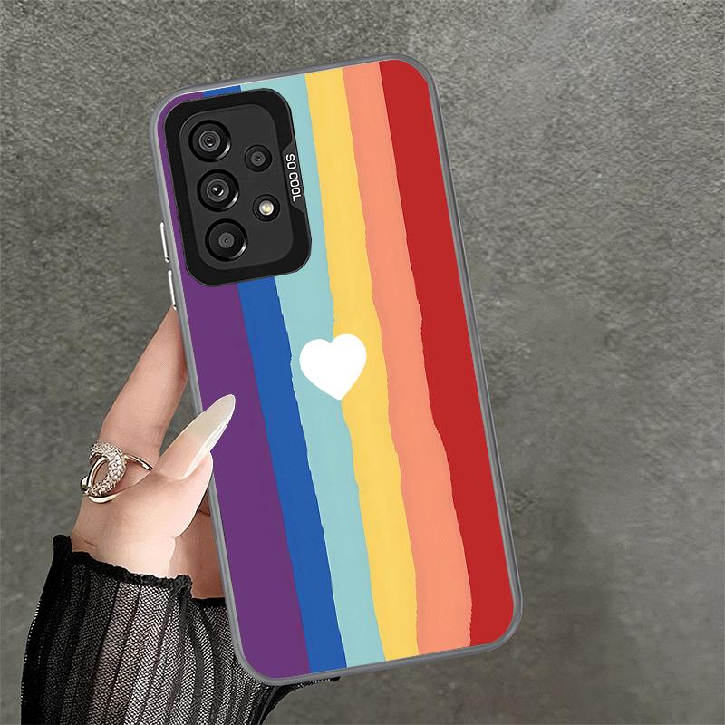 Rainbow Gradient Love Desgin Soft Phone Case for Samsung A17 A16 A15 A14 A13 A57 A56 A55 A54 A53 A37 A36 A35 A34 A33 A26 A25 A24