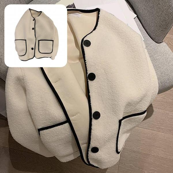 

Шикарный уютный женский шерстяной кардиган с длинными рукавами и контрастными карманами, однобортная застежка на осень-зиму или изысканный стиль в винтажном корейском стиле