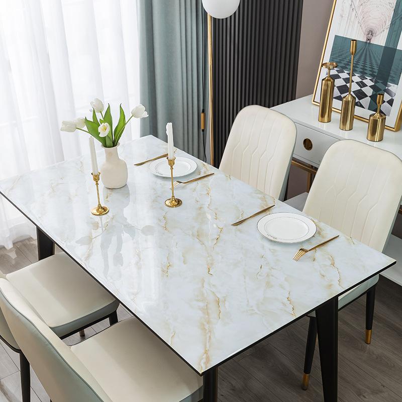 Factory Direct Sales, Tablecloth Waterproof And Oil-Proof Leave-In Pvc Soft Glass Household Nordic Dining Table Cloth Coffee Table Mat Thickened