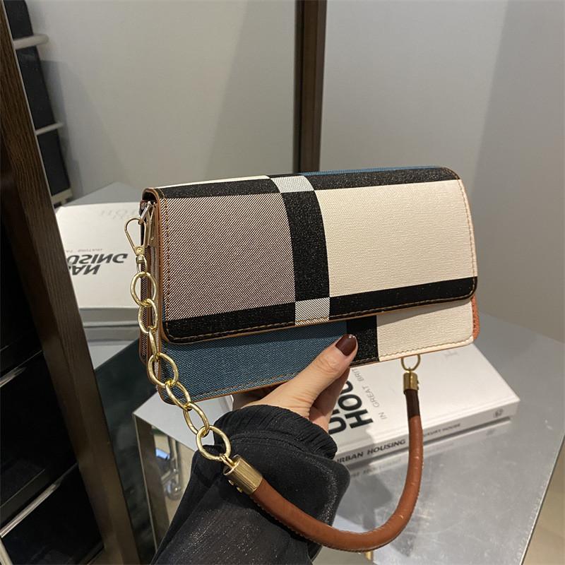 Trendy Fashion Contrast Color Small Square Bag For Women Stylish Summer Handbag
