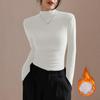Autumn and Winter Sheepskin Semi High Neck Warm Long Sleeved SweaterWomen's Slim Fit Waist Cinching and Plush Thickened Base Shirt