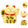 Mini Lucky Cat Figurine Cartoon Statue for Bookshelf Centerpiece Bedroom White