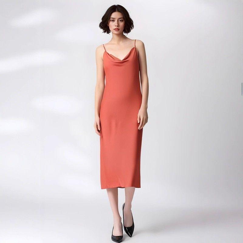 Big Sale Swing Collar Dress Fashion BR Banana Camisole Gown Swing Collar Mid Length Long Length Elegance Midi Dress