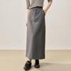 2026 Spring and Autumn Minimalist Grey High Waist Split A-line Half length Skirt