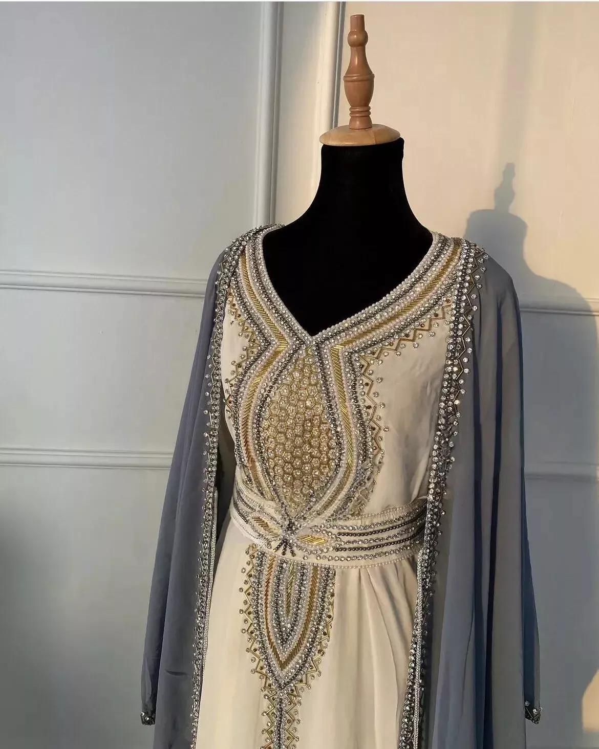 

Новое длинное марокканское платье ручной работы Дубай Стильное платье-кафтан Абая Фараша S белый