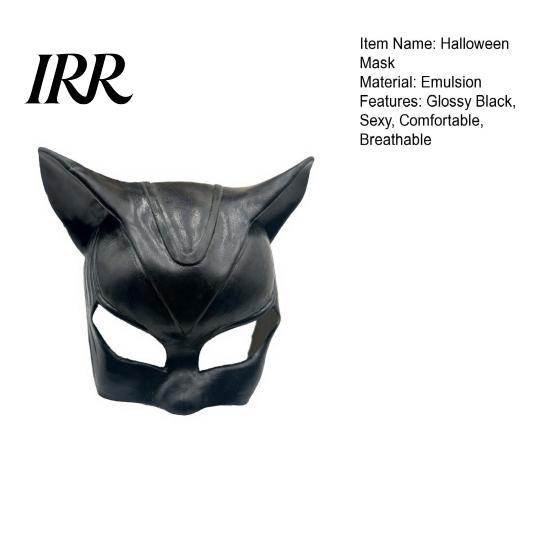 Glossy Leather Cosplay Mask Halloween Catw Woman Mask, Black Cat Eye Costume Soft Latex Cool Accessory for Masquerade Superhero Party Look
