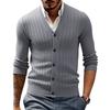 New Business Casual Men's V-neck Cardigan Knitted Sweater Slim Button Casual Sweater Jacket Men