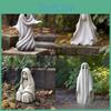 Verspieltes weißes Geister-Rasenornament, fesselnde Gartenfigur aus Kunstharz, perfekt für Halloween