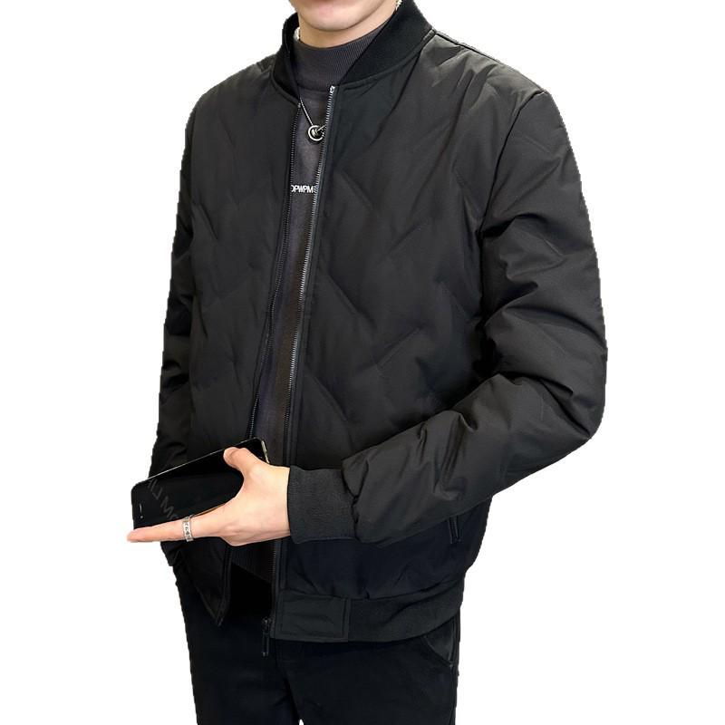 Di Yu Shen Long Men's Winter Baseball Collar Down Jacket - Thick, Warm, White Duck Down Casual Outerwear for Cold Protection