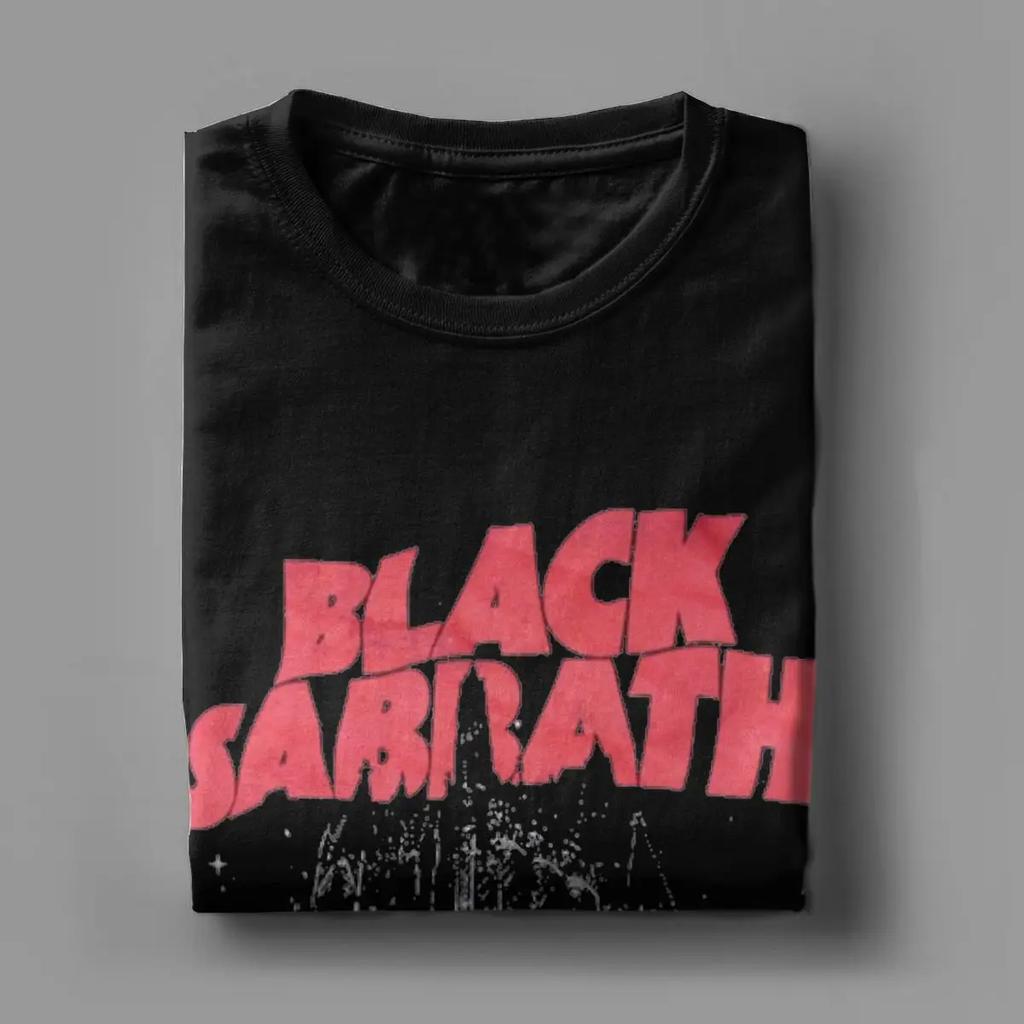 Humorous Black Cool Sabbaths T-Shirts for Men Round Neck Pure Cotton T Shirts Short Sleeve Tees Adult Tops