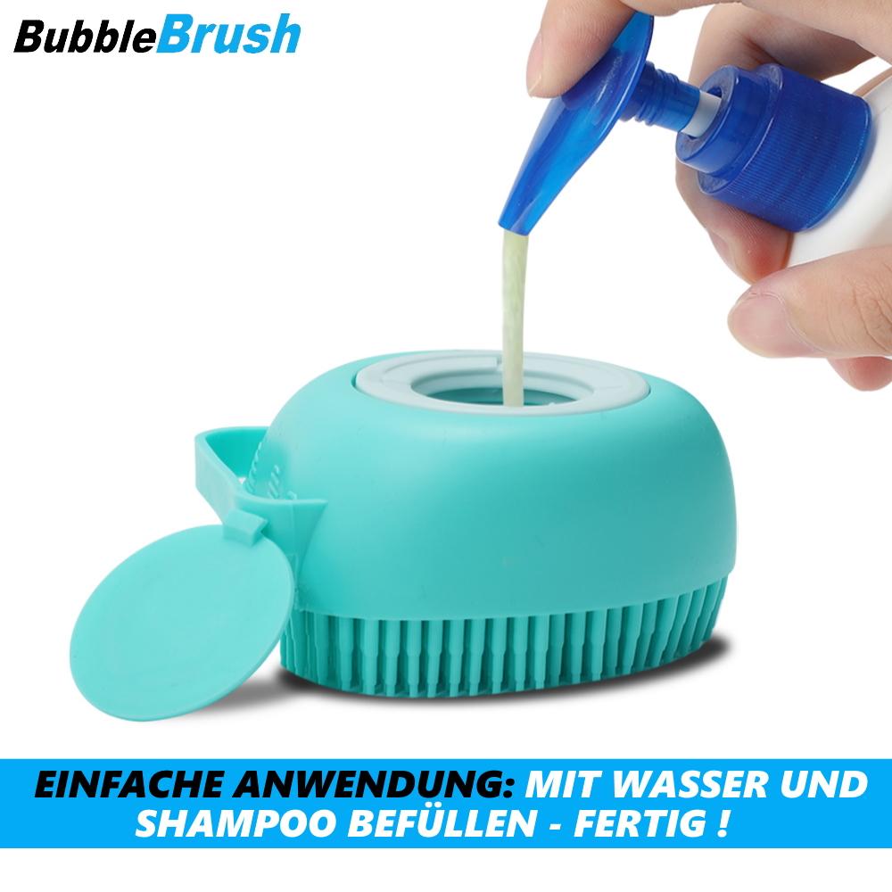 BUBBLEBRUSH Kartáč na péči o srst Koupací kartáč Pes Kočka Mycí kartáč Dávkovač šamponu