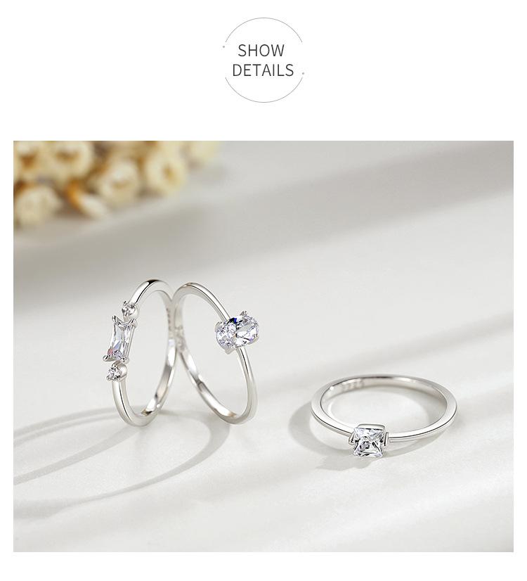 S925 Silver Sugar Ring Female Simple Light Luxury square Diamond Ring Niche Design Ins Closed Ring Jewelry