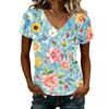 Women’s Casual V Neck Short Sleeve T Shirt Top with Floral Print Relaxed Fit Soft Lightweight Fabric for Everyday Wear