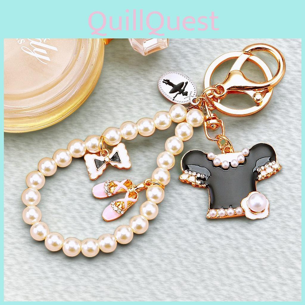 Elegant Pearl And Crystal Butterfly Bow Keychain Cute Zinc Alloy Car Accessory Gift